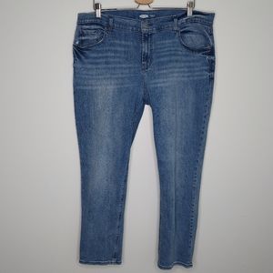 Old Navy Jeans Boyfriend Mid-Rise Cotton Stretch Stone Blue  Distress Whisker 16